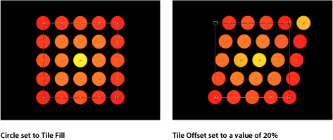 Figure. Canvas window showing Arrangement set to Tile Fill, and with a Tile Offset value of 20%.