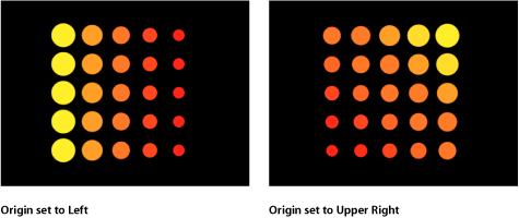 Figure. Canvas window showing replicator with Origin set to Left and Upper Right.