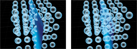 Figure. Canvas window showing a 3D replicator before and after rasterization.