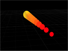 Figure. Canvas window showing Line replicator with start and end points set to different points on the Z axis.