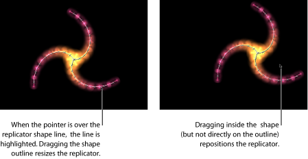 Figure. Canvas window showing onscreen controls for a replicator.