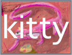 Figure. Canvas showing text object atop image of prowler kitty.