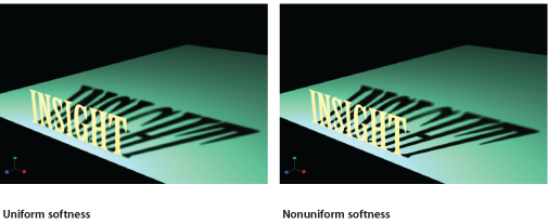 Figure. Canvas showing object with shadow uniform softness setting on and off.