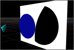 Figure. Canvas showing a spot light casting a shadow that exceeds its cone, when lights are turned off.