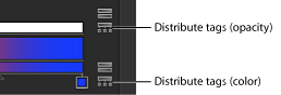 Figure. Gradient editor showing Distribute Tags icons for opacity and color.