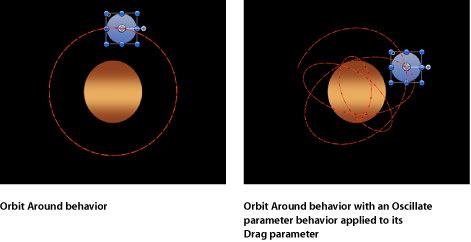 Figure. Canvas window showing a behavior's parameter being controlled by another behavior.