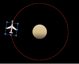 Figure. Canvas window showing the animation path created by the Orbit Around behavior.