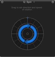 Figure. HUD showing Spin behavior controls for the Z axis.