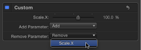 Figure. Behaviors tab showing a parameter being removed from a Custom behavior.