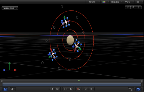 Figure. Canvas window showing Orbit Around behavior when both X and Y axes are enabled.