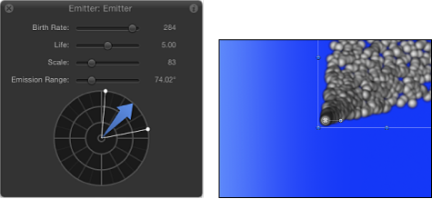 Figure. HUD and Canvas window showing effect of changing the birth rate.