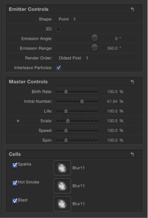 Figure. Emitter tab showing Master Controls section.