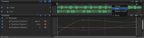 Figure. Audio track selection pop-up menu in the Keyframe Editor.