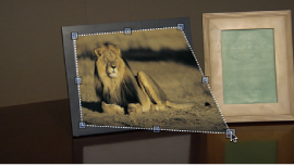 Figure. Canvas window showing an object being modified using the Four Corner tool.