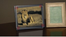 Figure. Canvas window showing four trackers positioned at each corner of the object.