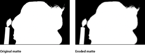 Figure. The original matte in the Canvas, compared to an eroded version of itself.