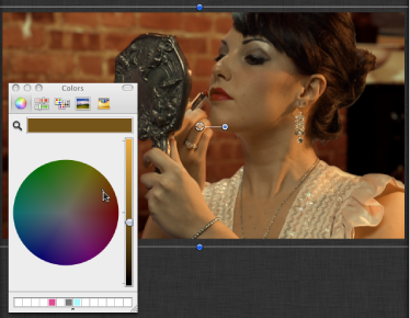 Figure. Using the color wheel in the Colors window to adjust the color of the foreground image.