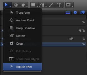 Figure. Selecting Adjust Item tool in the toolbar.