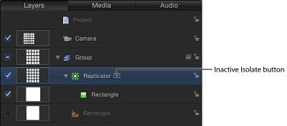 Figure. Layers list showing Isolate button.