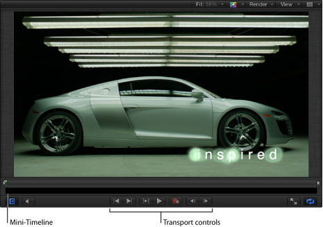 Figure. Canvas window showing mini-Timeline and transport controls.