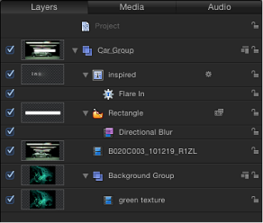 Figure. Project pane showing Layers list.
