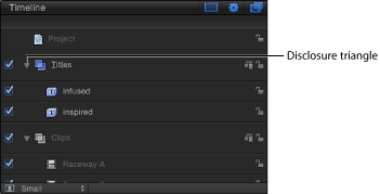 Figure. Group disclosure triangle in the Timeline.