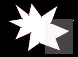 Figure. Canvas showing drag-selection of several shape control points.