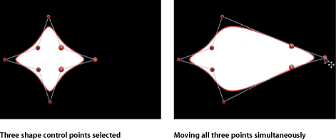 Figure. Canvas window showing mulitple control points selected and moved together.