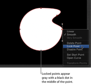 Figure. Canvas window showing a locked control point.
