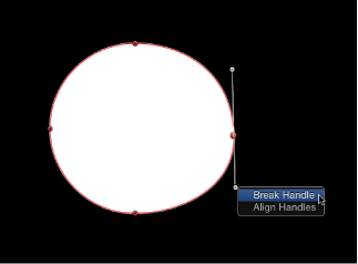 Figure. Canvas window showing shortcut menu on a control point.
