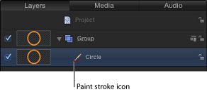 Figure. Layers tab showing circle shape with a paint stroke icon.