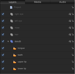 Figure. Layers list showing hierarchical layering of shapes.