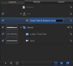 Figure. Layers list showing a widget being renamed.