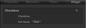 Figure. Widget inspector showing Checkbox parameters.