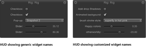 Figure. HUD showing renamed widgets.