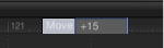 Figure. Timeline showing the Move value field that appears when you type a frame number.