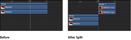 Figure. Timeline showing a track being split.