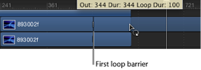 Figure. Loop pointer and tooltip in the Timeline.