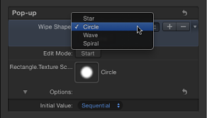 Figure. Assigning the Sequential Initial Value parameter to the Circle shape.