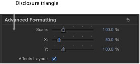 Figure. Expanded Scale parameter in the Inspector.