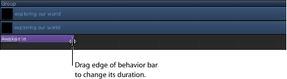 Figure. Timeline showing a behavior being dragged to change its duration.