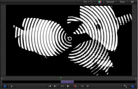 Figure. Layers tab and Canvas window showing a filter applied to a group.