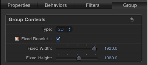 Figure. Group pane showing Fixed Resolution checkbox enabled.