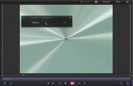 Figure. Canvas window and HUD showing an animated filter starting point.