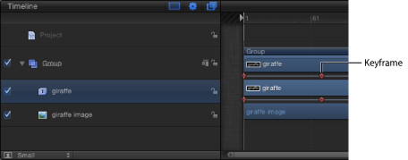 Figure. Timeline tab showing keyframes.