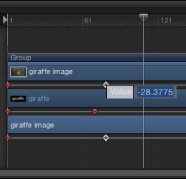 Figure. Timeline tab showing keyframe value field.