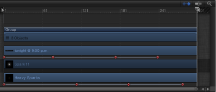 Figure. Timeline showing keyframes on a layer.