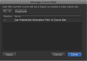 Figure. Manage Curve Sets dialog.