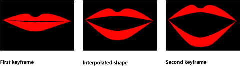 Figure. Canvas window showing a shape interpolated between two keyframes.