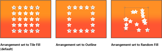 Figure. Canvas window showing replicator with three different Arrangement settings.